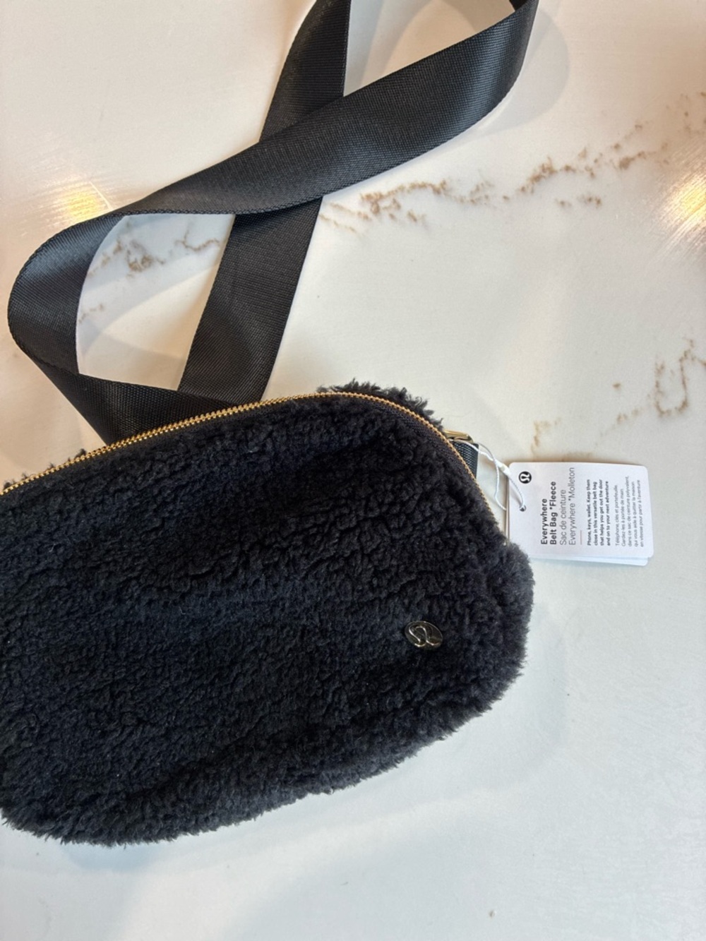 Lululemon everywhere belt bag fleece with gold Zip NWT